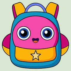 Student Cartoon Bag Vector Art Illustration