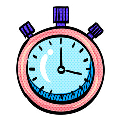 Stopwatch halftone icon hand drawn color vector illustration