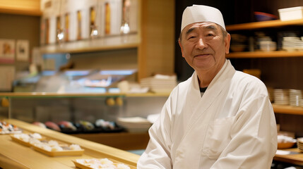 日本の老舗寿司屋の寿司職人