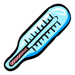 Thermometer halftone icon hand drawn color vector illustration