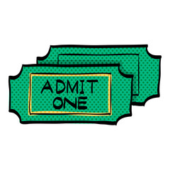 Ticket halftone icon hand drawn color vector illustration