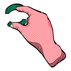 Finger gesture halftone icon hand drawn color vector illustration