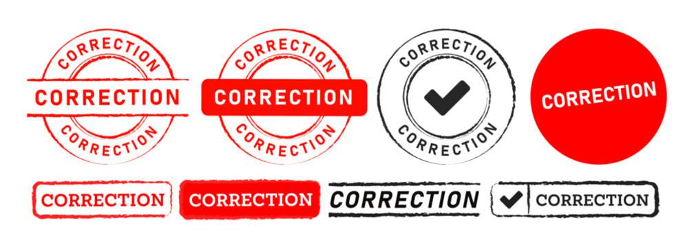 red and black rubber stamp correction label sticker sign for business confirm corrective business