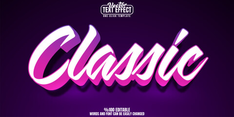 Classic editable text effect, customizable retro and vintage 3d font style