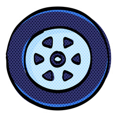 Car tire halftone icon hand drawn color vector illustration