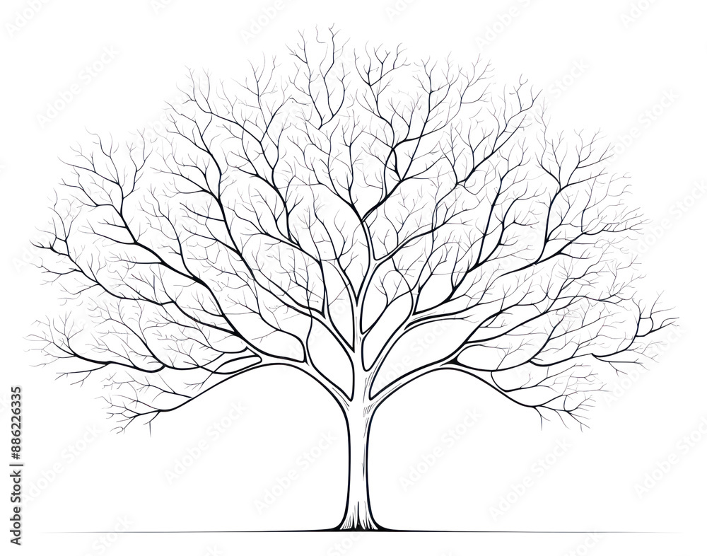 Wall mural PNG Tree outline sketch drawing plant white.