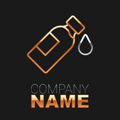 Line Bottle of water icon isolated on black background. Soda aqua drink sign. Colorful outline concept. Vector