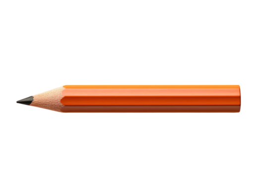 A Sharpened Orange Pencil on a White or Clear Surface PNG Transparent Background.