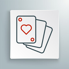 Line Playing cards icon isolated on white background. Casino gambling. Colorful outline concept. Vector
