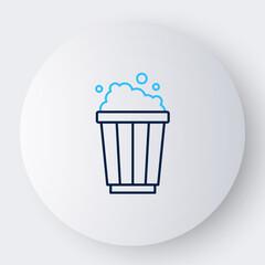 Line Popcorn in cardboard box icon isolated on white background. Popcorn bucket box. Colorful outline concept. Vector