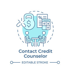 Contract credit counselor soft blue concept icon. Financial counseling, assistance. Round shape line illustration. Abstract idea. Graphic design. Easy to use in infographic, presentation