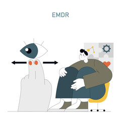 PTSD Prevention in First Responders. Flat Vector Illustration