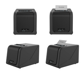 Set of receipt printer or thermal printer isolated on white