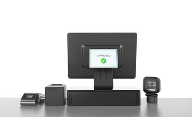 Point of sale system or cash register machine with approved sign