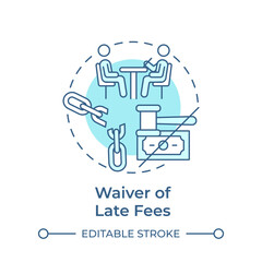 Waiver of late fees soft blue concept icon. Debt relief, financial restructuring. Round shape line illustration. Abstract idea. Graphic design. Easy to use in infographic, presentation