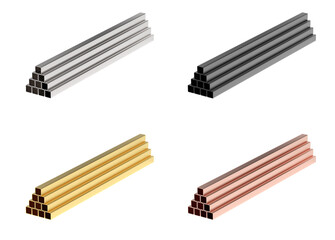 Set of multi color or shades of billets isolated on white