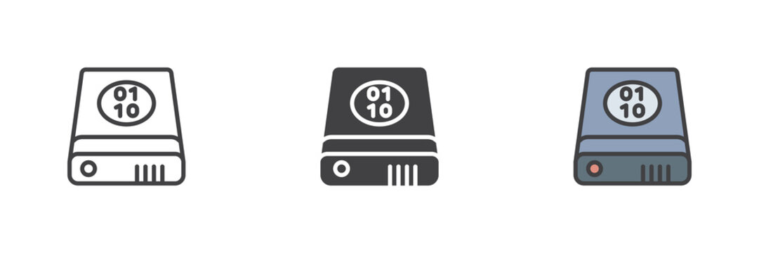 Data recovery external binary different style icon set