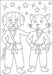 buddy animal martial arts coloring book page