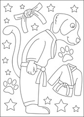 dog animal martial arts coloring book page