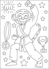 monkey animal martial arts coloring book page