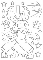 dog animal martial arts coloring book page
