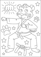 tiger animal martial arts coloring book page