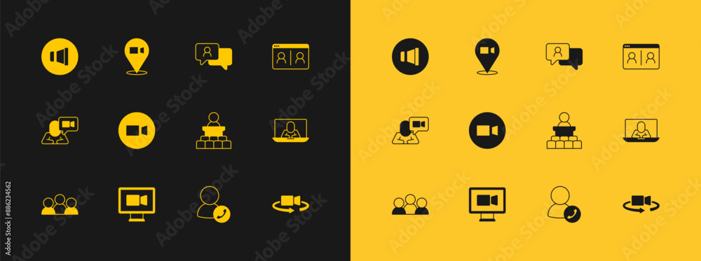 Canvas Prints Set Video chat conference, Speaker, Speech bubble, volume and icon. Vector