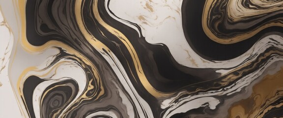 Abstract smokey Brown black and gold background with floating in style marbled ink