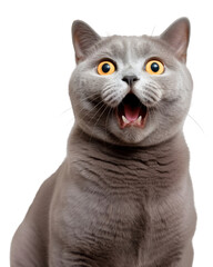 PNG Surprised gray cat expression