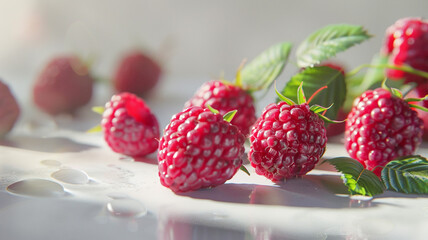 Beautiful raspberries isolated on white background fresh raspberry farm market product....