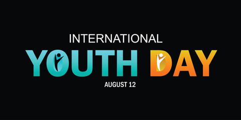 Fototapeta premium International youth day lettering and colorful typography idea design. International youth day is observed every year on August 12. Creative concept for youth and Friendship day poster, banner design