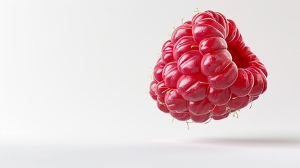 Beautiful raspberries isolated on white background fresh raspberry farm market product....