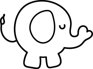 Cute Cartoon Elephant Outline Illustration