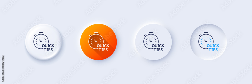 Poster quick tips line icon. neumorphic, orange gradient, 3d pin buttons. helpful tricks sign. tutorials wi