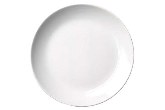 A Pristine Porcelain Plate Awaits Its Culinary Destiny on a White or Clear Surface PNG Transparent Background.