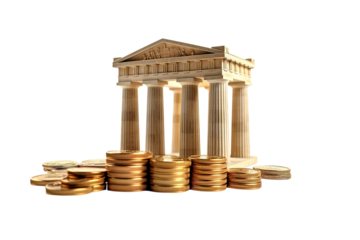 A Miniature Temple of Wealth and Prosperity on a White or Clear Surface PNG Transparent Background.