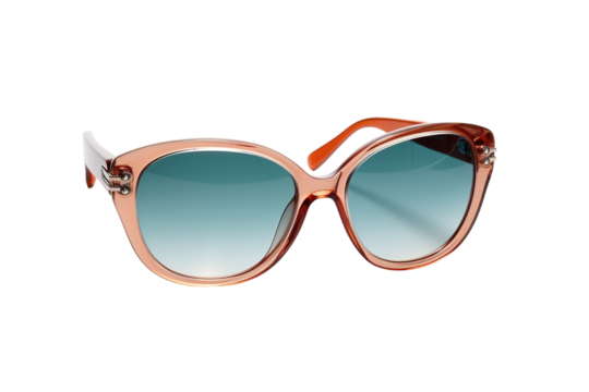 A Pair Of Peachy Retro Sunglasses With Gradient Lenses on a White or Clear Surface PNG Transparent Background.