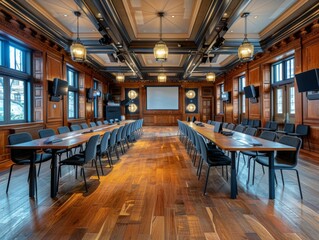 A conference center seamlessly integrates heritage elements, creating a memorable and engaging experience that blends modern amenities with cultural richness.