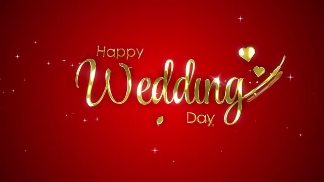 happy wedding day gold animated wedding greetings gold happy wedding lettering text gold luxury sparkling 4k looping