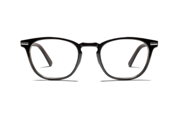 Classic Black Round Rimmed Eyeglasses With Clear Lenses on a White or Clear Surface PNG Transparent Background.