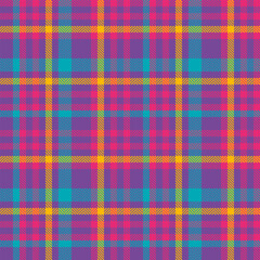 Festive pattern background texture, beautiful seamless check tartan. Pop fabric plaid textile vector in violet and pink colors.