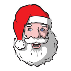 Santa Claus Head Line Art Vector Illustration