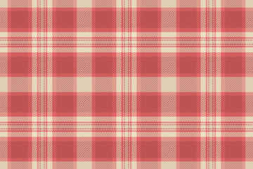 Grid seamless vector background, living room check texture plaid. Bed fabric tartan textile pattern in red and light colors.