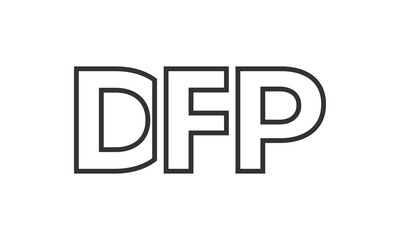 DFP logo design template with strong and modern bold text. Initial based vector logotype featuring simple and minimal typography. Trendy company identity.