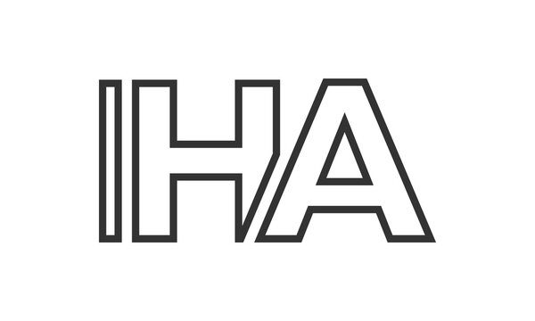 IHA logo design template with strong and modern bold text. Initial based vector logotype featuring simple and minimal typography. Trendy company identity.