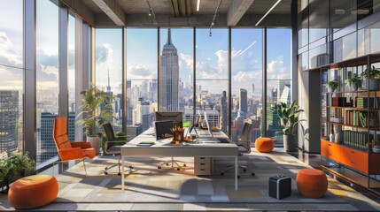 Modern Office With City View.