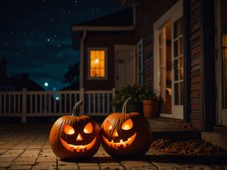 Obraz premium halloween pumpkin on the window