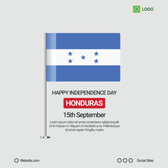 Obraz premium Honduras Independence Day Social Media Banner, Editable Vector Design with Flag