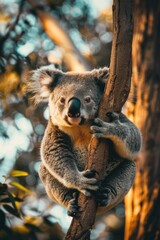 Obraz premium Koala Holding Onto a Tree Branch