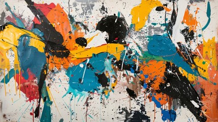 Fototapeta premium Colorful Abstract Painting with Bold Brush Strokes and Dynamic Splashes